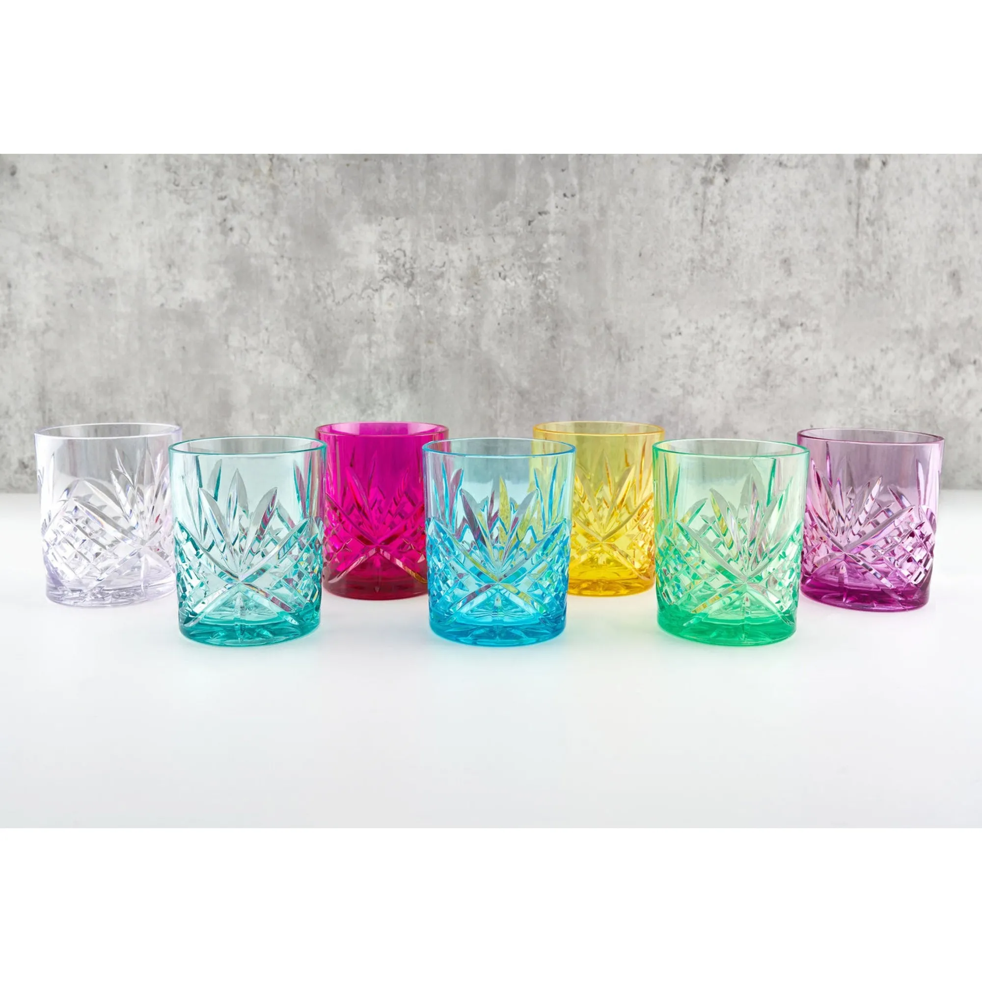 Discount Godinger Dublin Acrylic Sunshine Yellow Double Old Fashion, Set of 4
