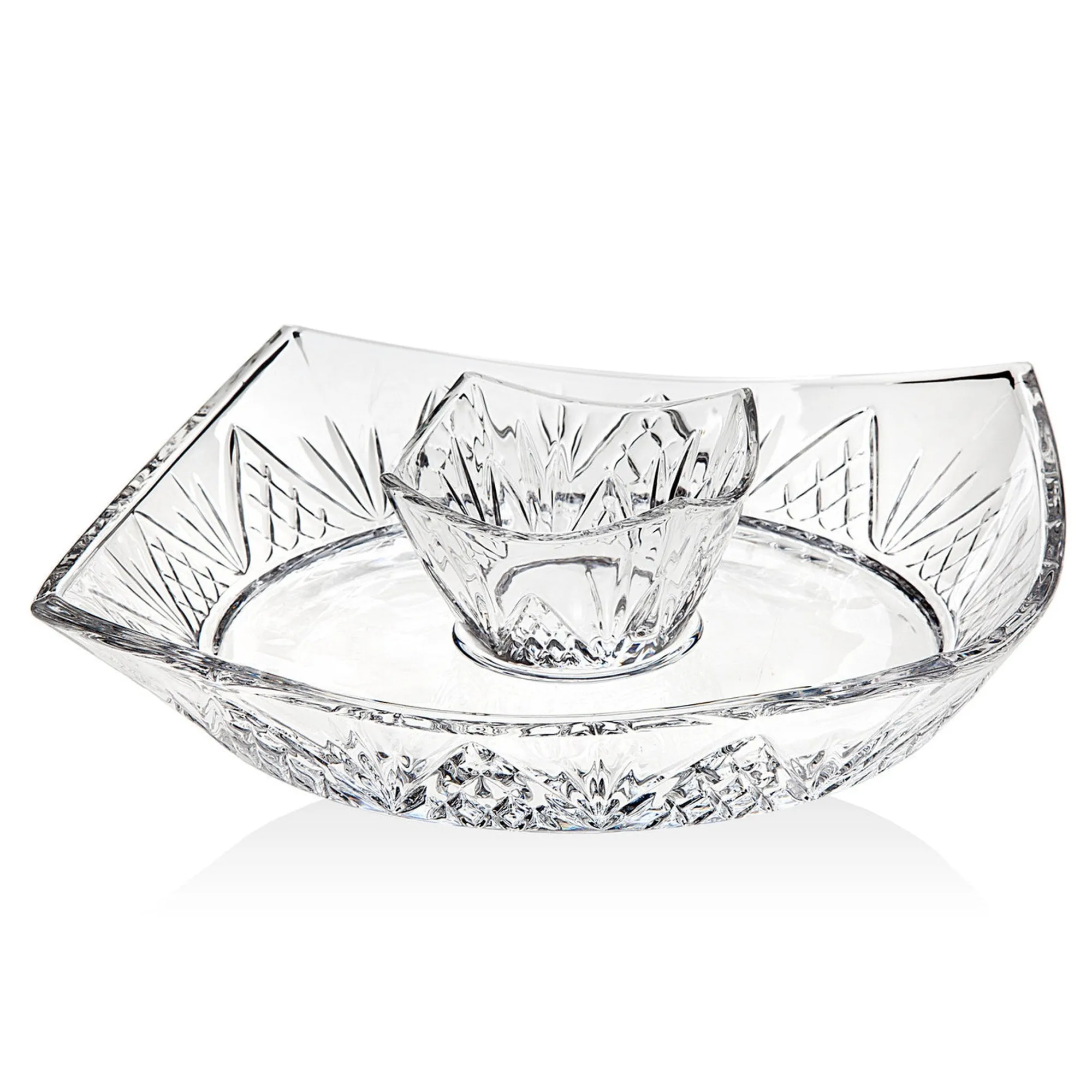 Godinger Dublin Crystal Chip & Dip Bowl