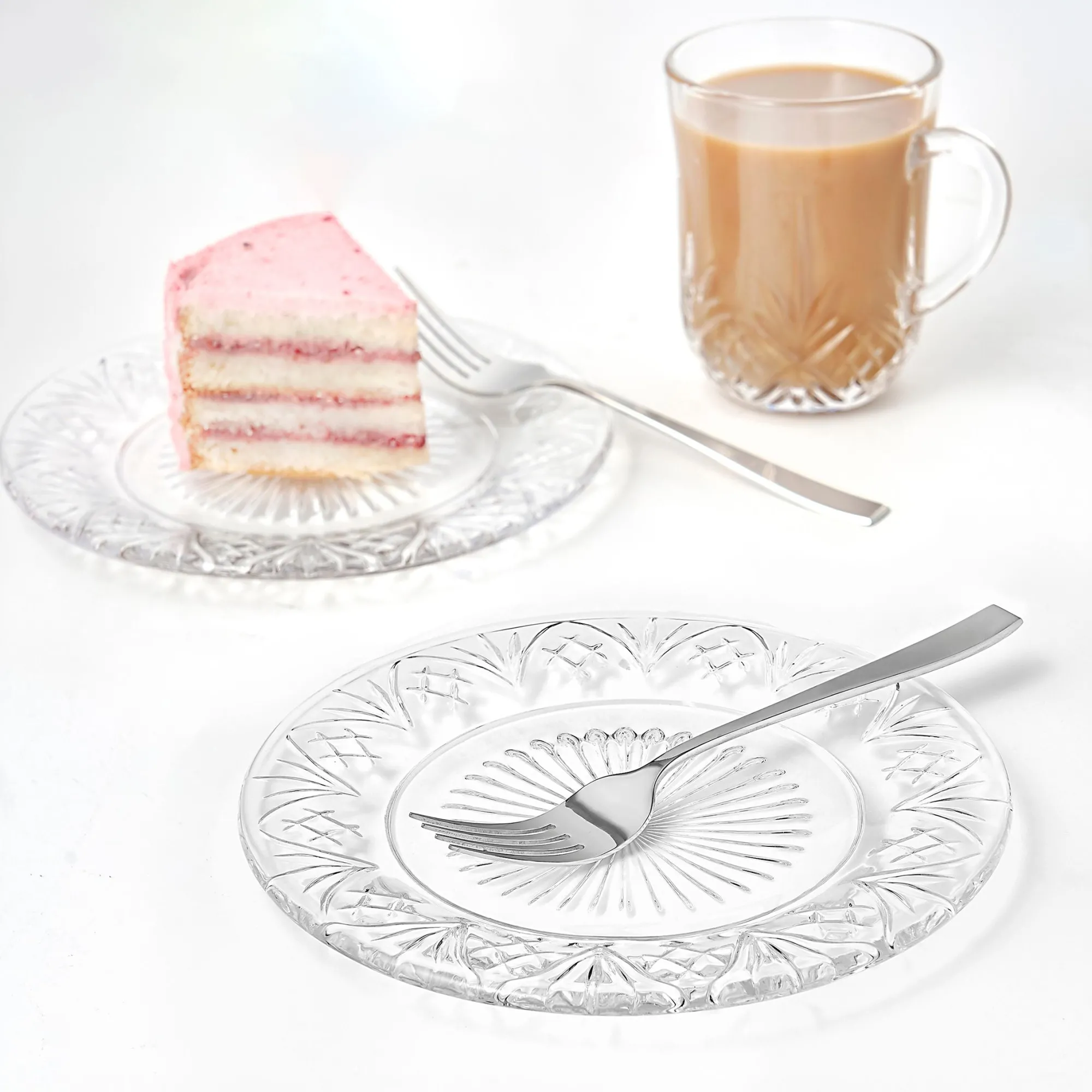 Hot Godinger Dublin Crystal Dessert Plate & Dessert Fork, Set of 8
