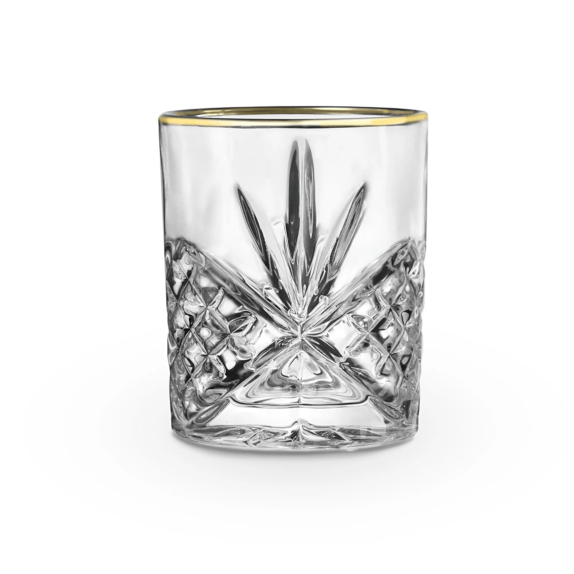 Clearance Godinger Dublin Crystal Gold Rim Double Old Fashion, Set of 4