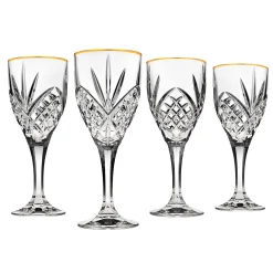 Online Godinger Dublin Crystal Gold Rim Goblet, Set of 4