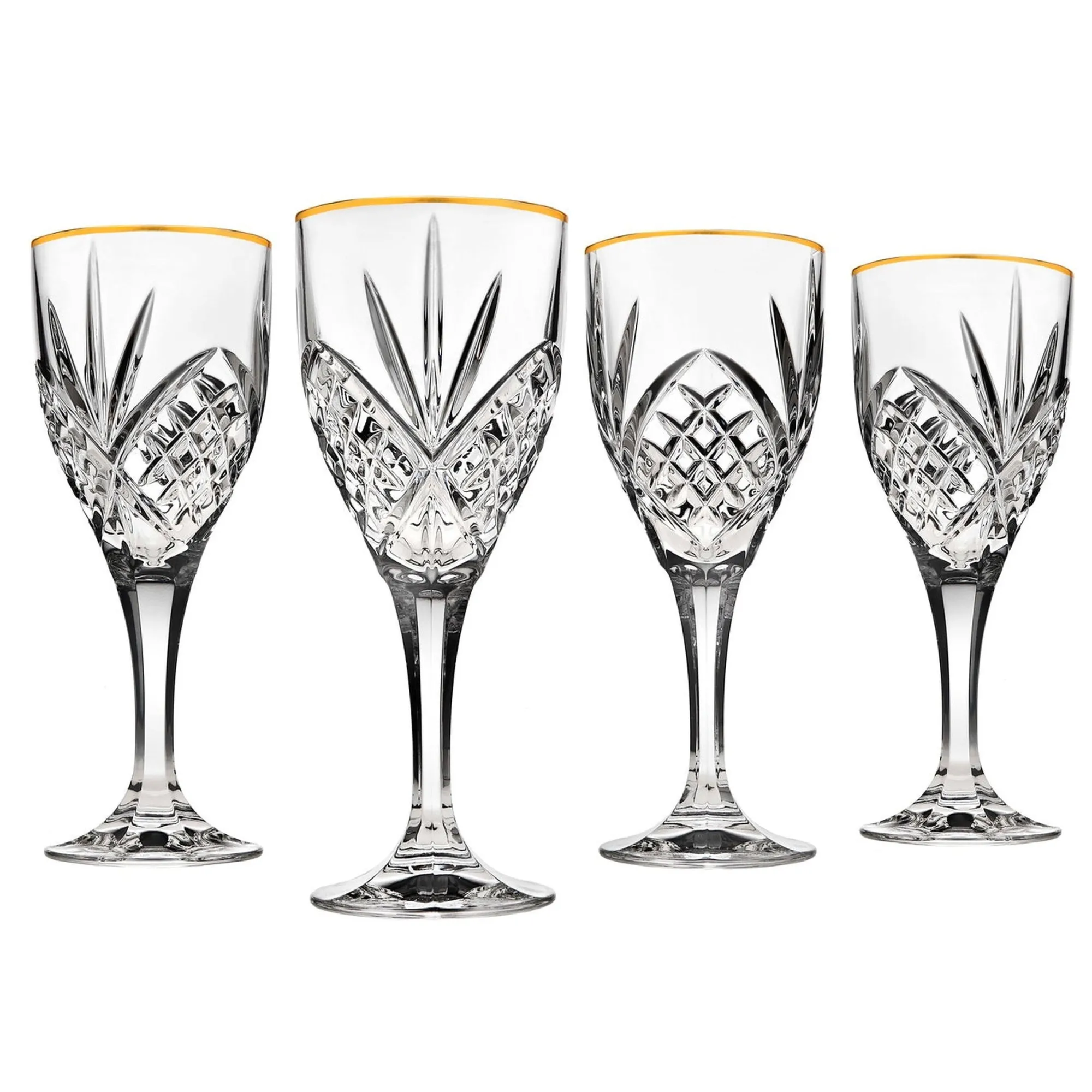 Online Godinger Dublin Crystal Gold Rim Goblet, Set of 4