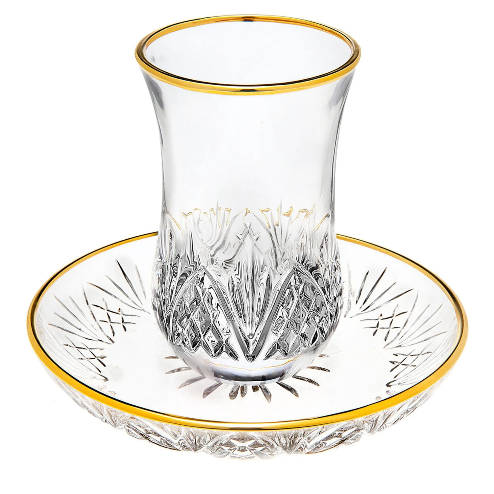 Hot Godinger Dublin Crystal Gold Rim Kiddush Set