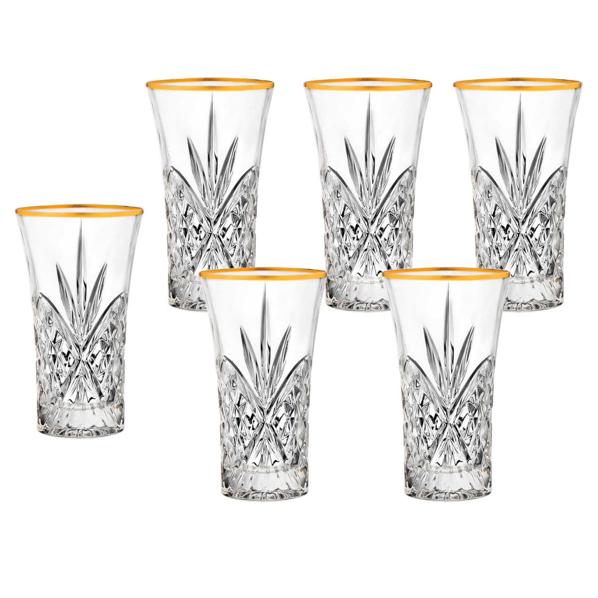 Clearance Godinger Dublin Crystal Gold Rim Shooters, Set of 6
