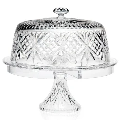 New Godinger Dublin Crystal 4 In 1 Cake Dome