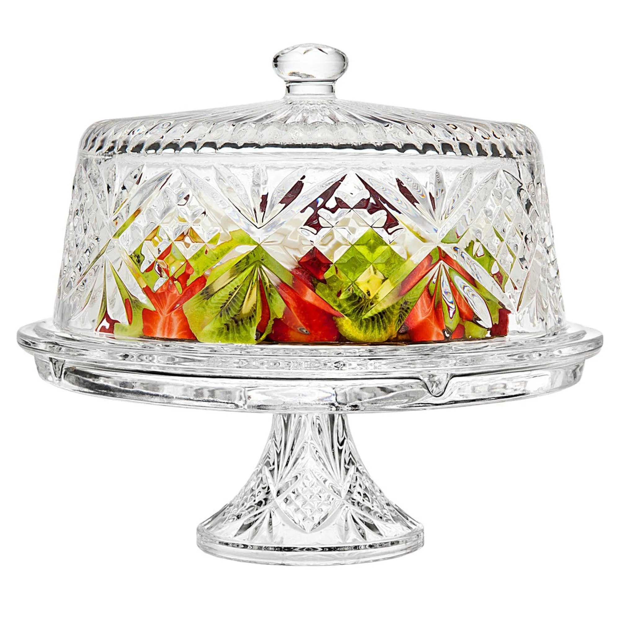 New Godinger Dublin Crystal 4 In 1 Cake Dome