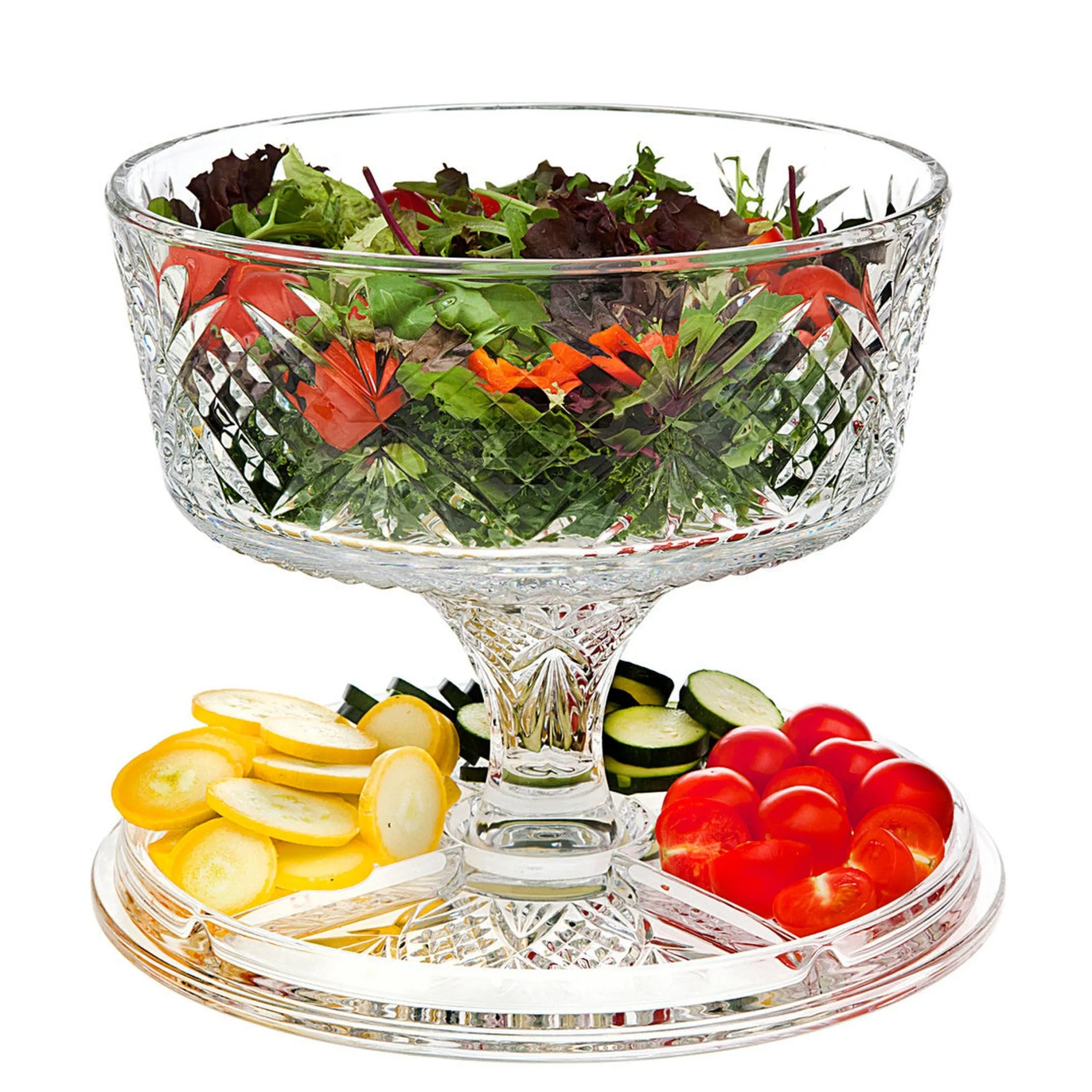 New Godinger Dublin Crystal 4 In 1 Cake Dome