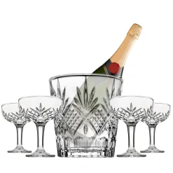 Outlet Godinger Dublin Crystal 5 Piece Champagne Ice Bucket and Champagne Coupe Set