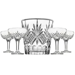 Outlet Godinger Dublin Crystal 5 Piece Champagne Ice Bucket and Champagne Coupe Set