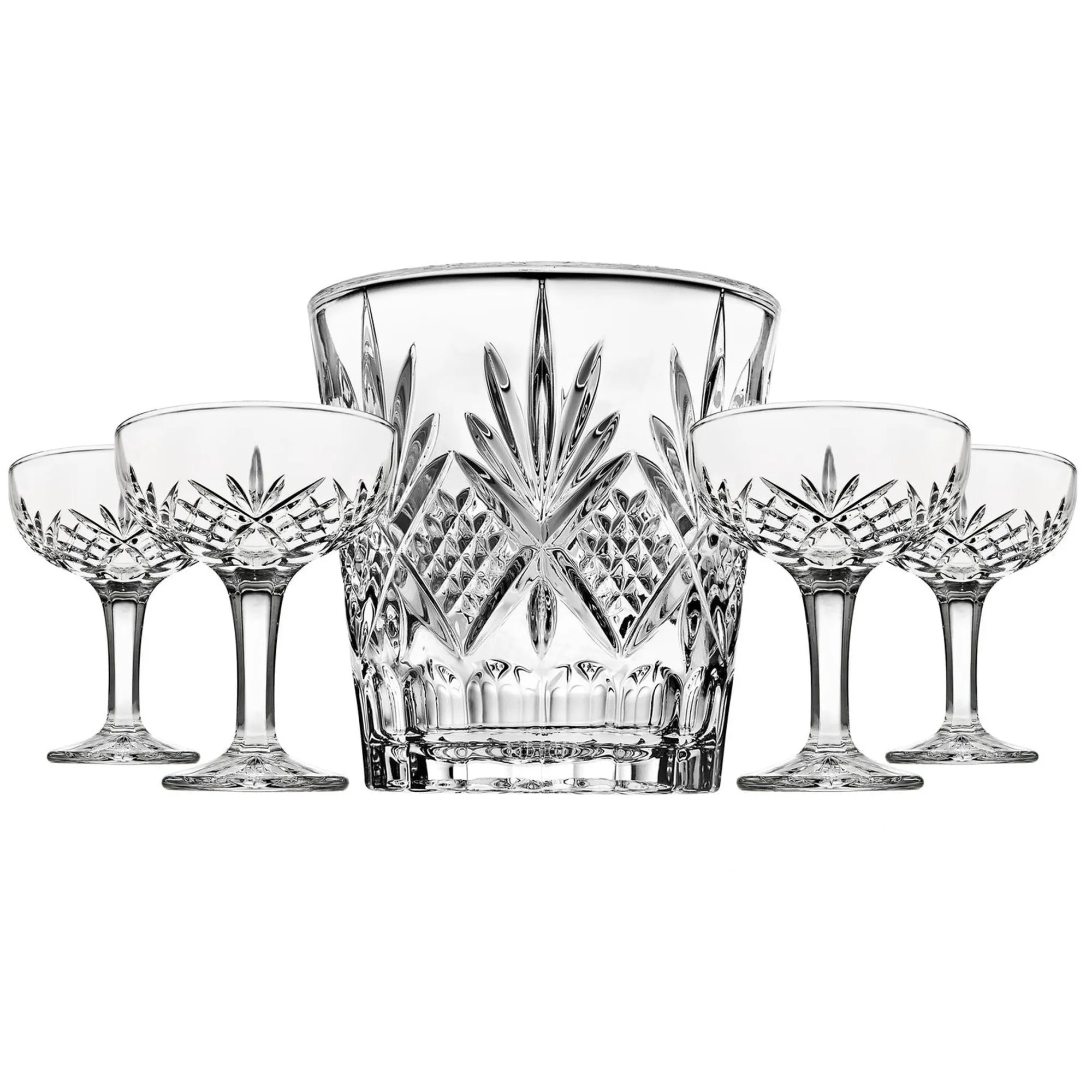 Outlet Godinger Dublin Crystal 5 Piece Champagne Ice Bucket and Champagne Coupe Set