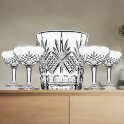 Outlet Godinger Dublin Crystal 5 Piece Champagne Ice Bucket and Champagne Coupe Set