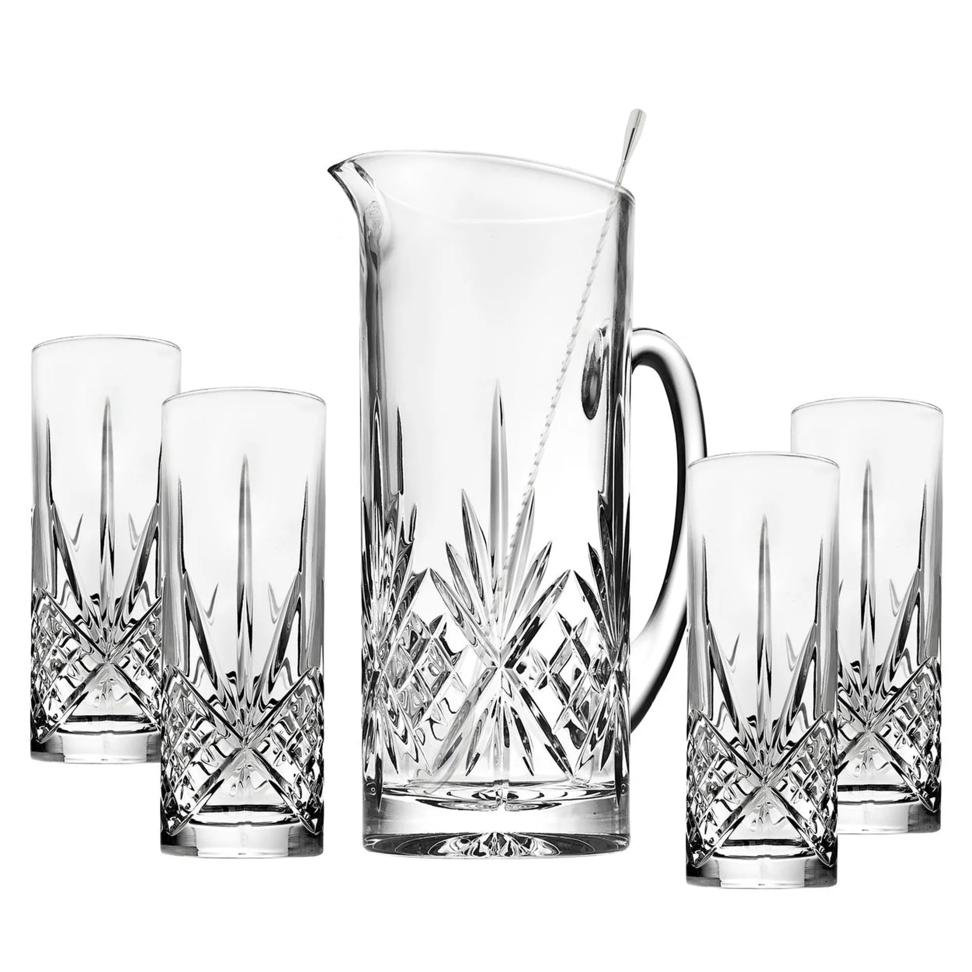Outlet Godinger Dublin Crystal 6 Piece Pitcher & Tom Collins Set