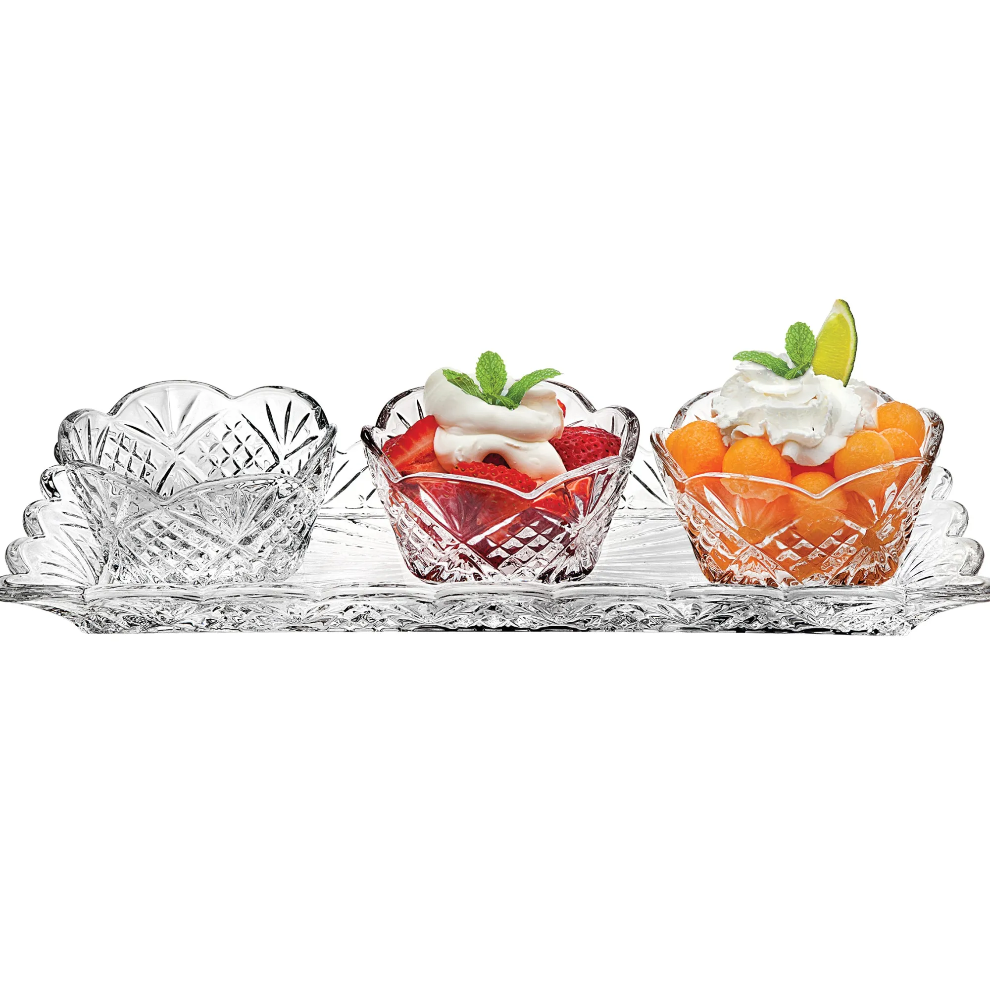 Sale Godinger Dublin Crystal 4 Piece Scalloped Appetizer Server Set