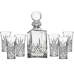 Outlet Godinger Dublin Crystal 7 Piece Spirits Decanter & Shot Glass Set