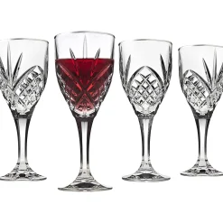 New Godinger Dublin Crystal Platinum Rim Goblet, Set of 4