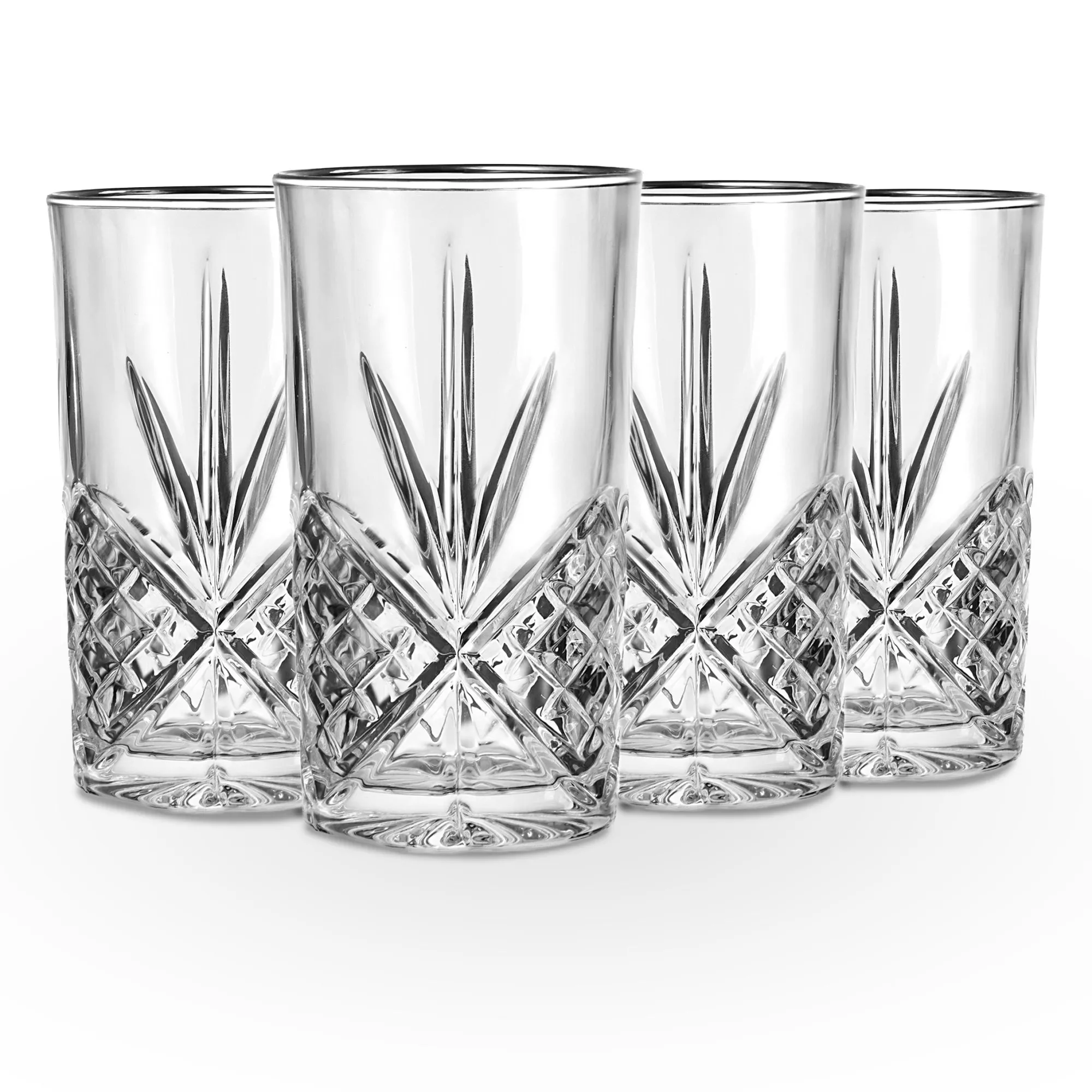 Outlet Godinger Dublin Crystal Platinum Rim Highball, Set of 4