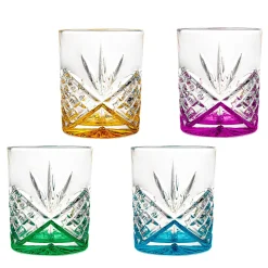 Godinger Dublin Crystal Rainbow Double Old Fashion, Set of 4
