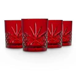 Best Godinger Dublin Crystal Red Double Old Fashion, Set of 4