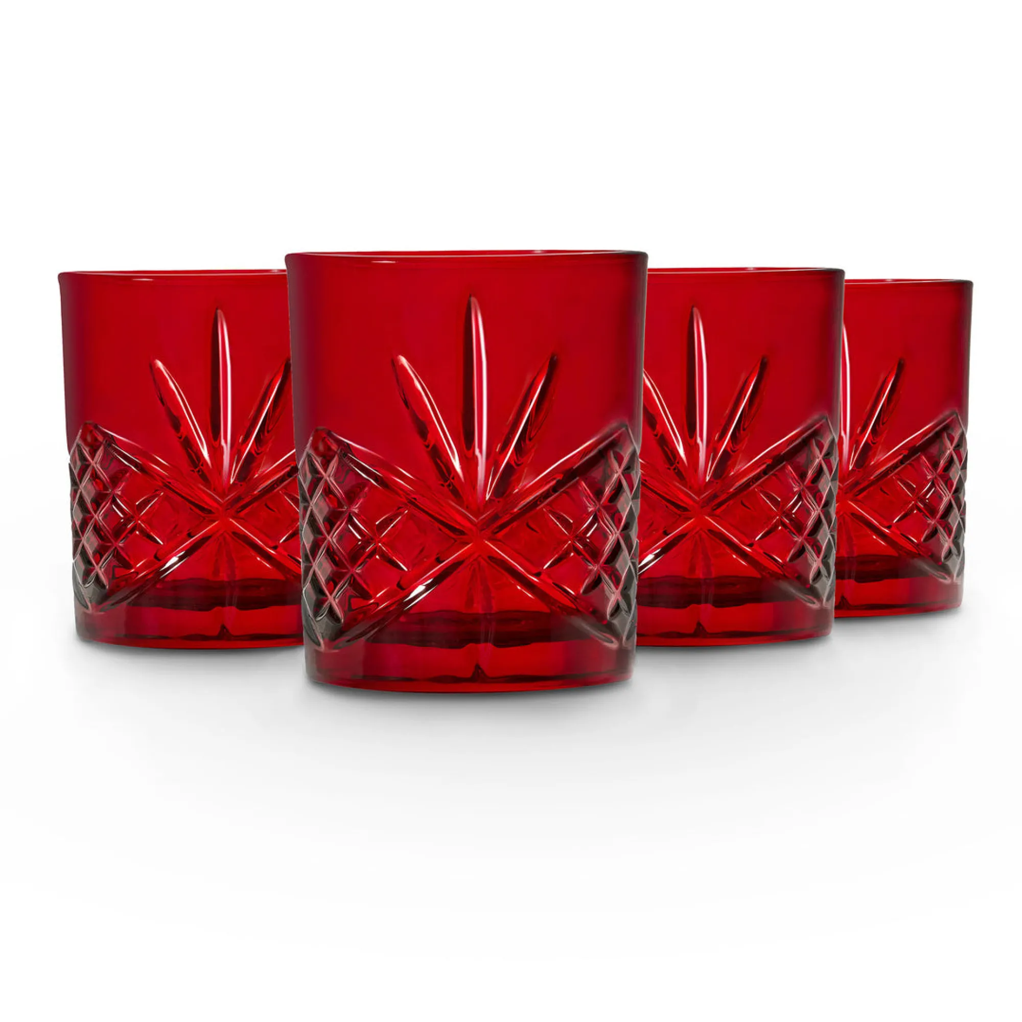 Best Godinger Dublin Crystal Red Double Old Fashion, Set of 4