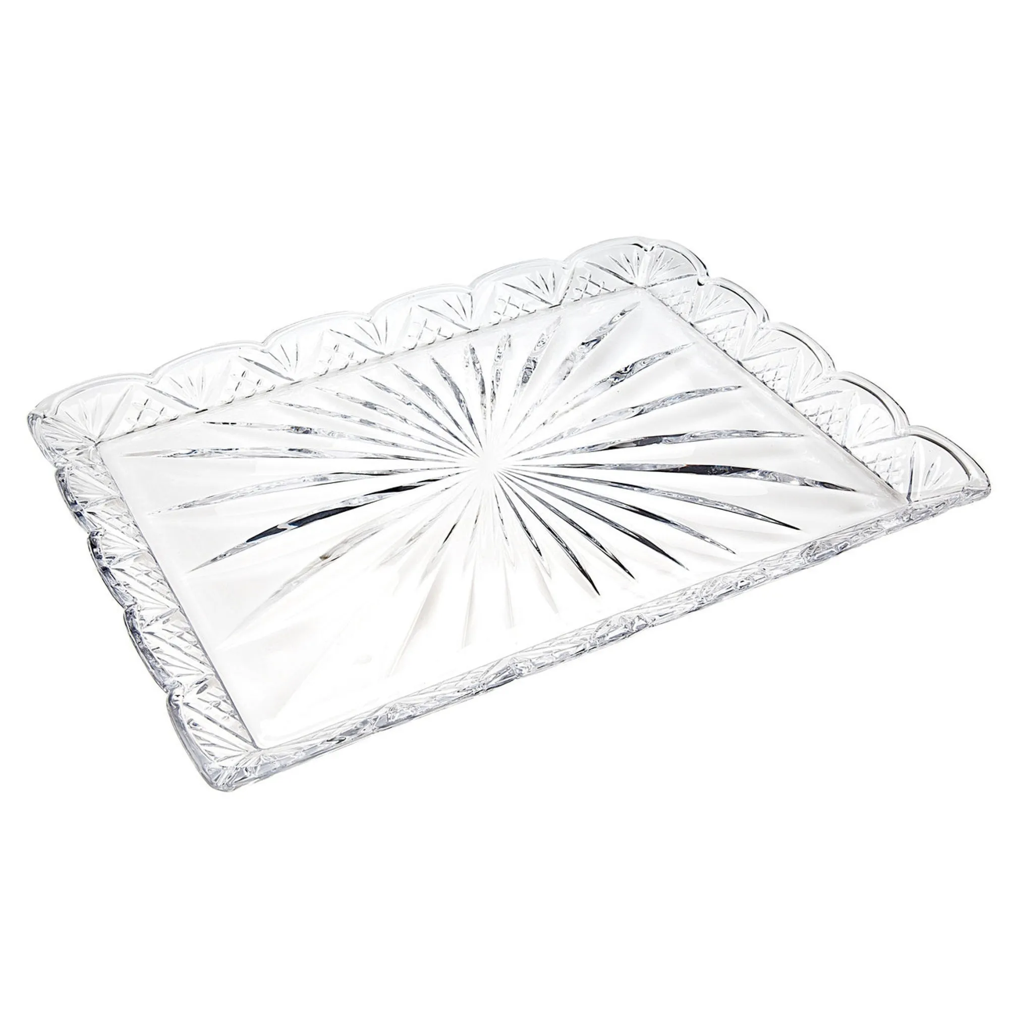 Godinger Dublin Crystal Scalloped Large Serving Tray