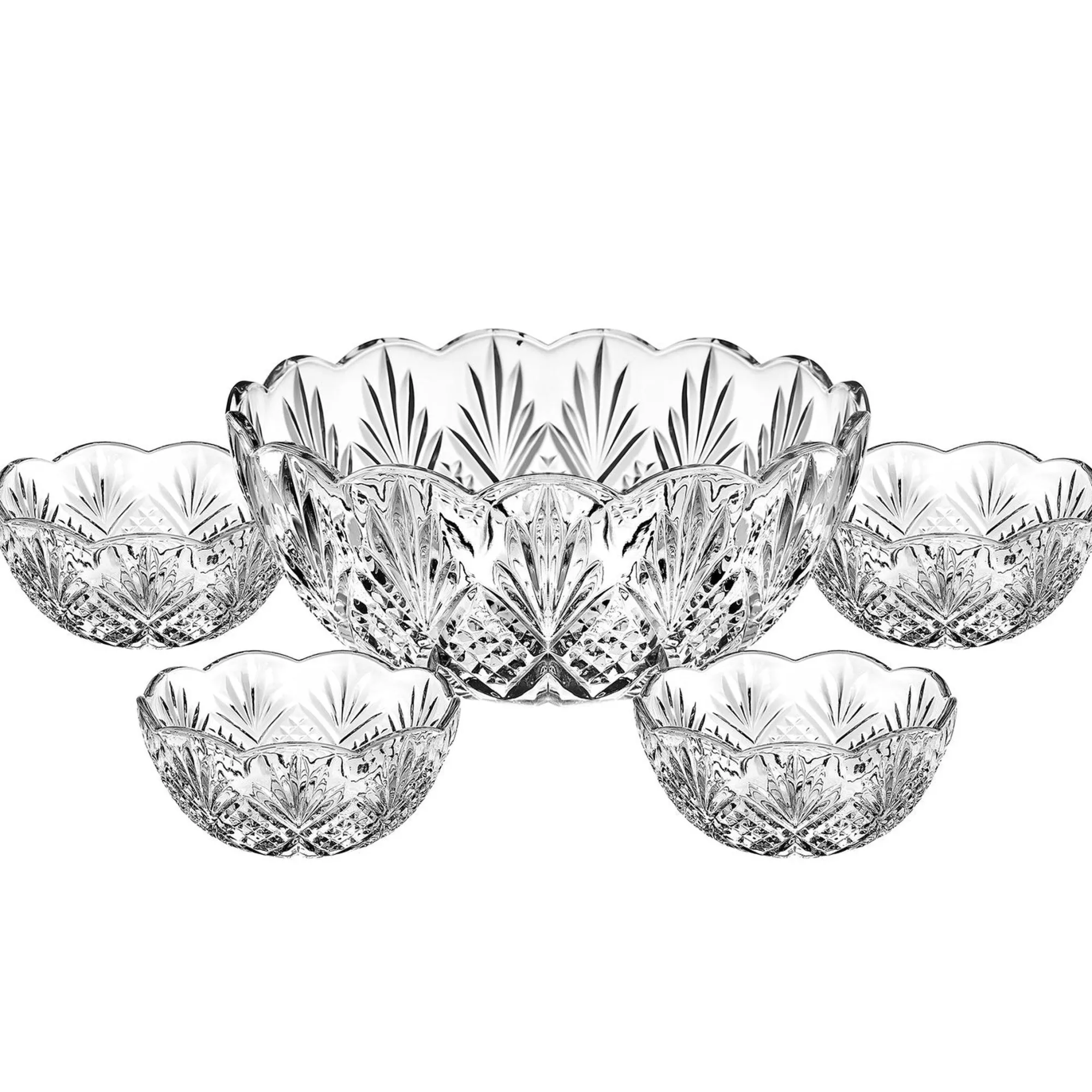 Sale Godinger Dublin Crystal Scalloped 5 Piece Serving Bowl Set