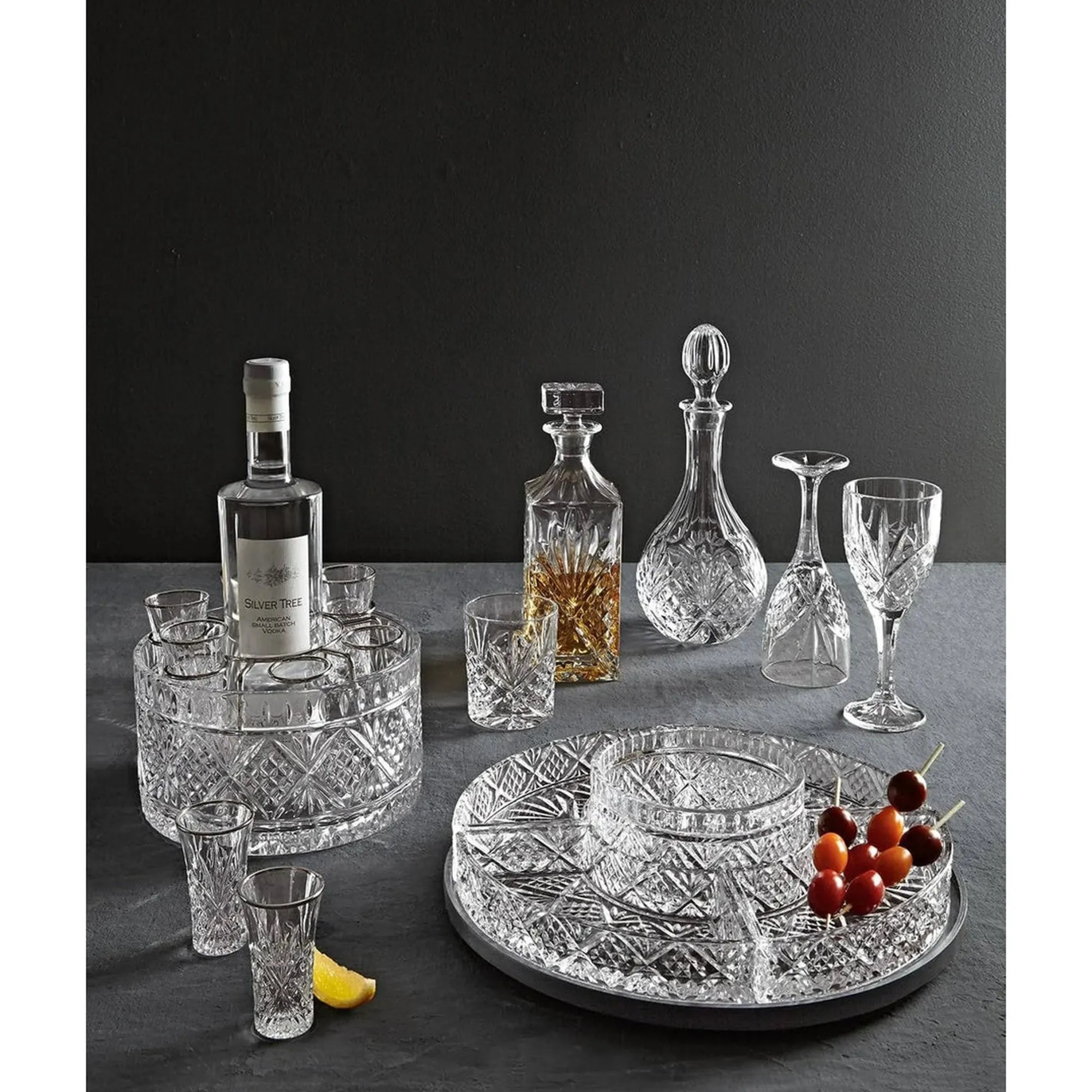 Hot Godinger Dublin Crystal 5 Section Lazy Susan