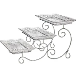 Clearance Godinger Dublin Crystal Three Tier Serving Stand