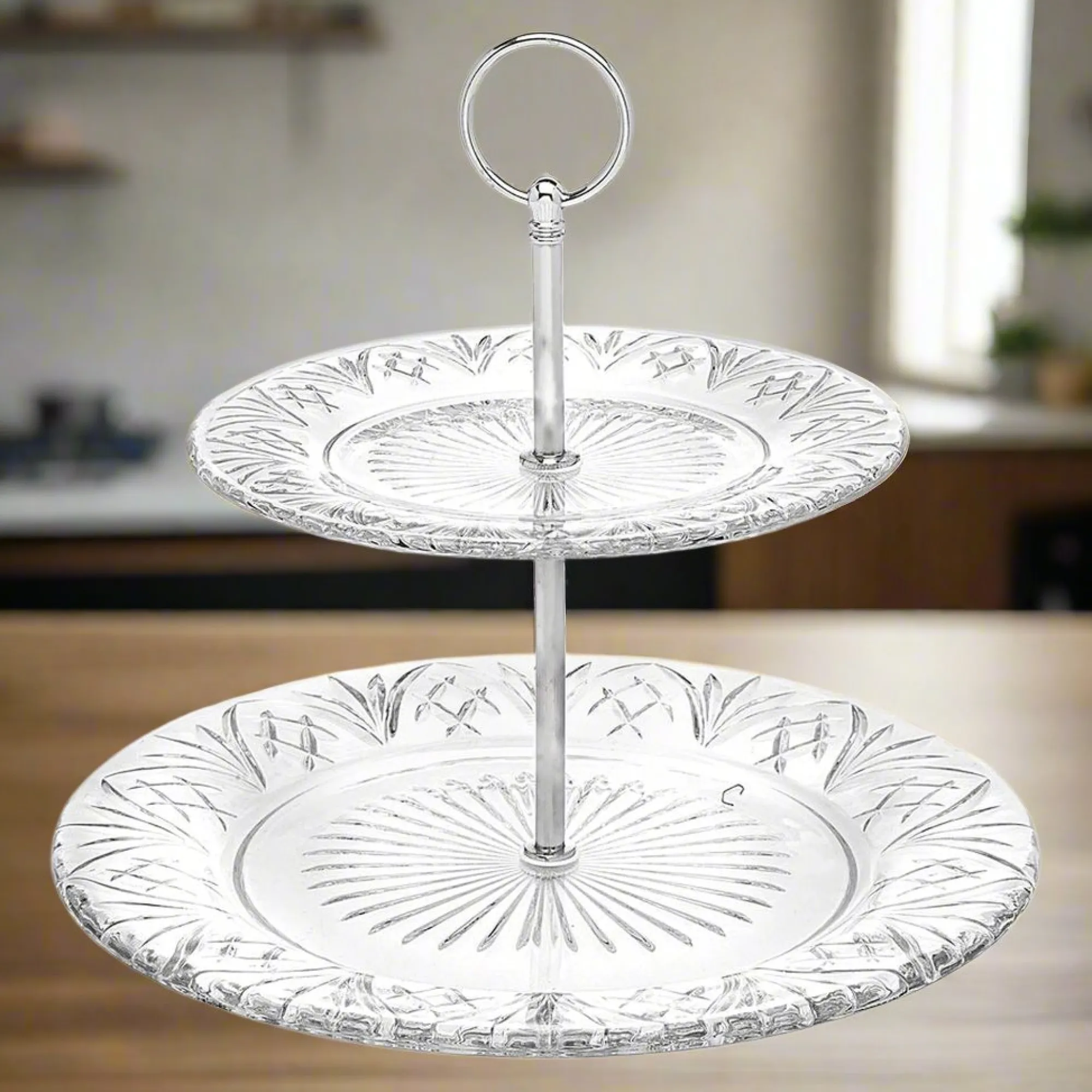 Godinger Dublin Crystal 2 Tiered Serving Stand