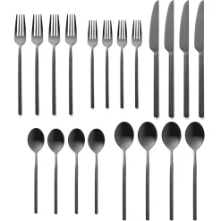 Outlet Godinger Esagono Matte Black 18/10 Stainless Steel 20 Piece Flatware Set, Service For 4