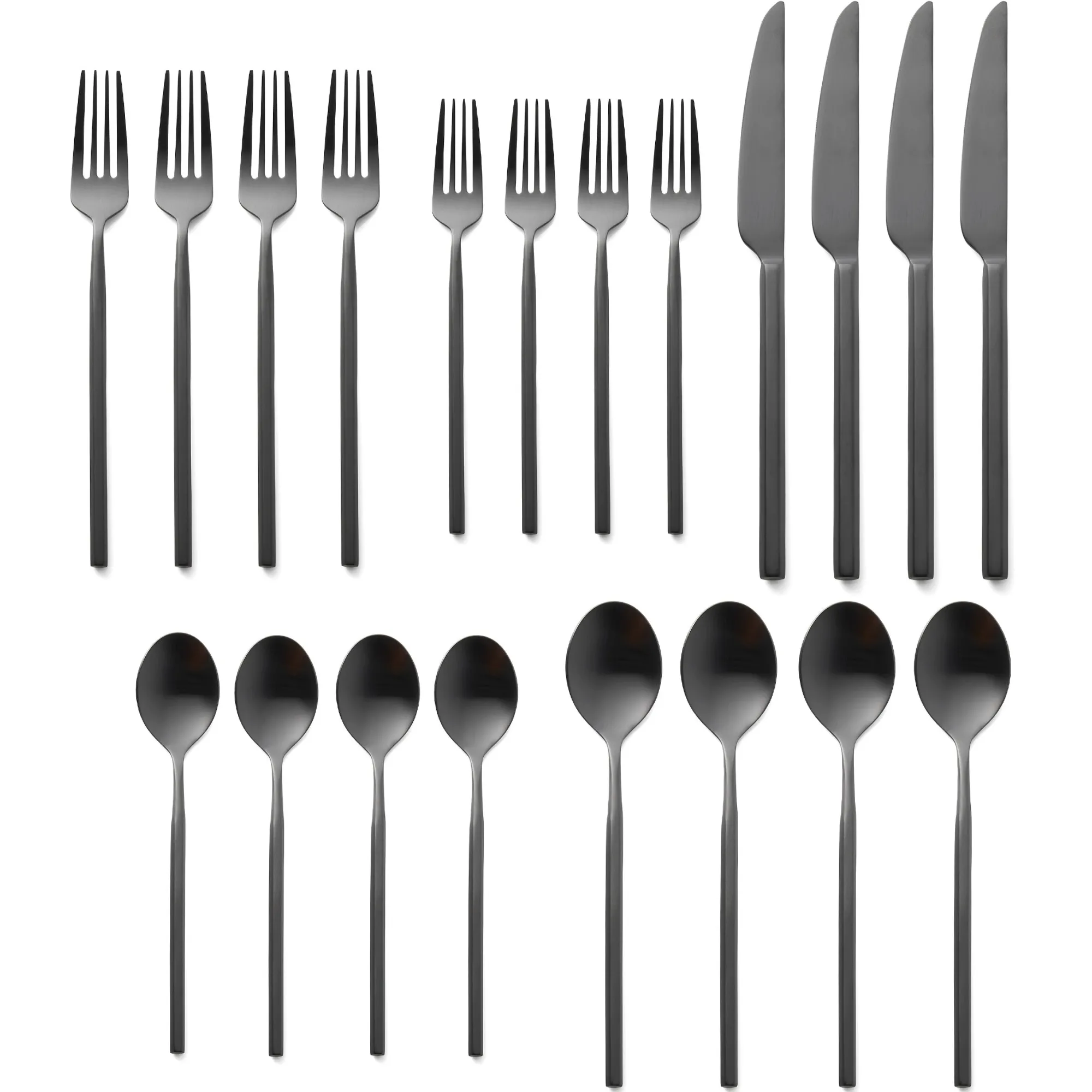 Outlet Godinger Esagono Matte Black 18/10 Stainless Steel 20 Piece Flatware Set, Service For 4