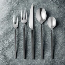 Outlet Godinger Esagono Matte Black 18/10 Stainless Steel 20 Piece Flatware Set, Service For 4