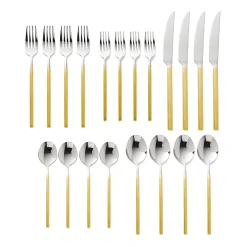 Outlet Godinger Esagono Matte Gold 18/10 Stainless Steel 20 Piece Flatware Set, Service For 4