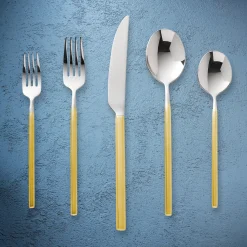 Outlet Godinger Esagono Matte Gold 18/10 Stainless Steel 20 Piece Flatware Set, Service For 4