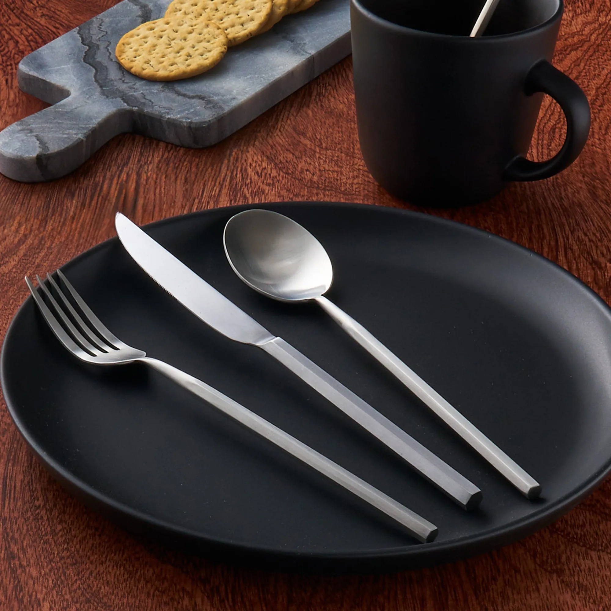 Hot Godinger Esagono Matte 18/10 Stainless Steel 20 Piece Flatware Set, Service For 4