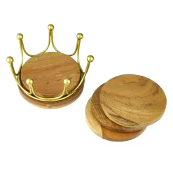 New Godinger Gold Crown Coaster Set