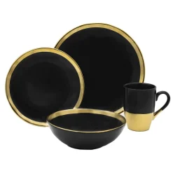 Godinger Golden Onyx 4 Piece Dinner Set, Service For 1