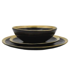Godinger Golden Onyx 4 Piece Dinner Set, Service For 1