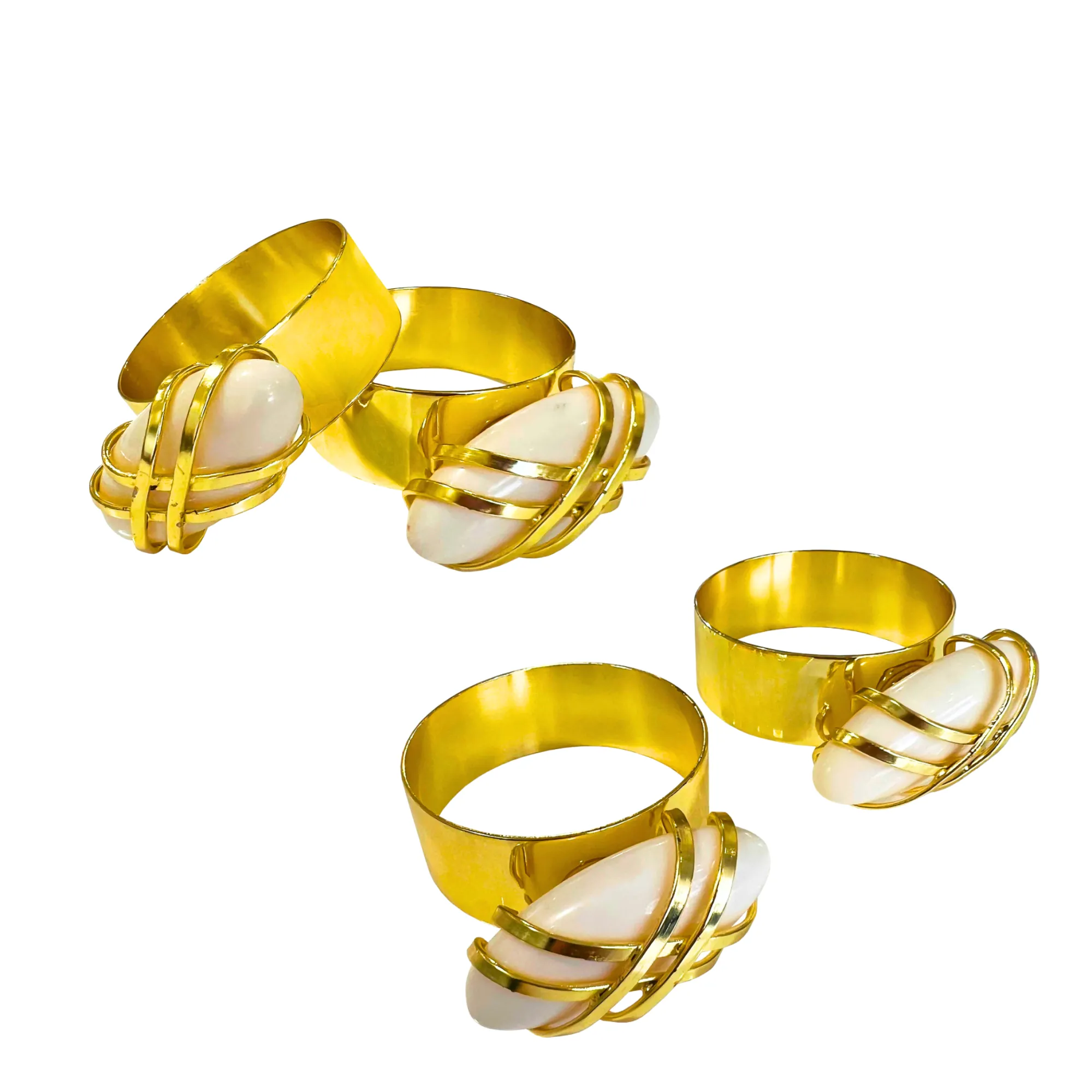 Hot Godinger Gold Pebble Napkin Ring Set