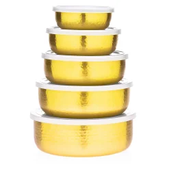 Outlet Godinger Hammered Gold 5 Piece Storage Bowl Set