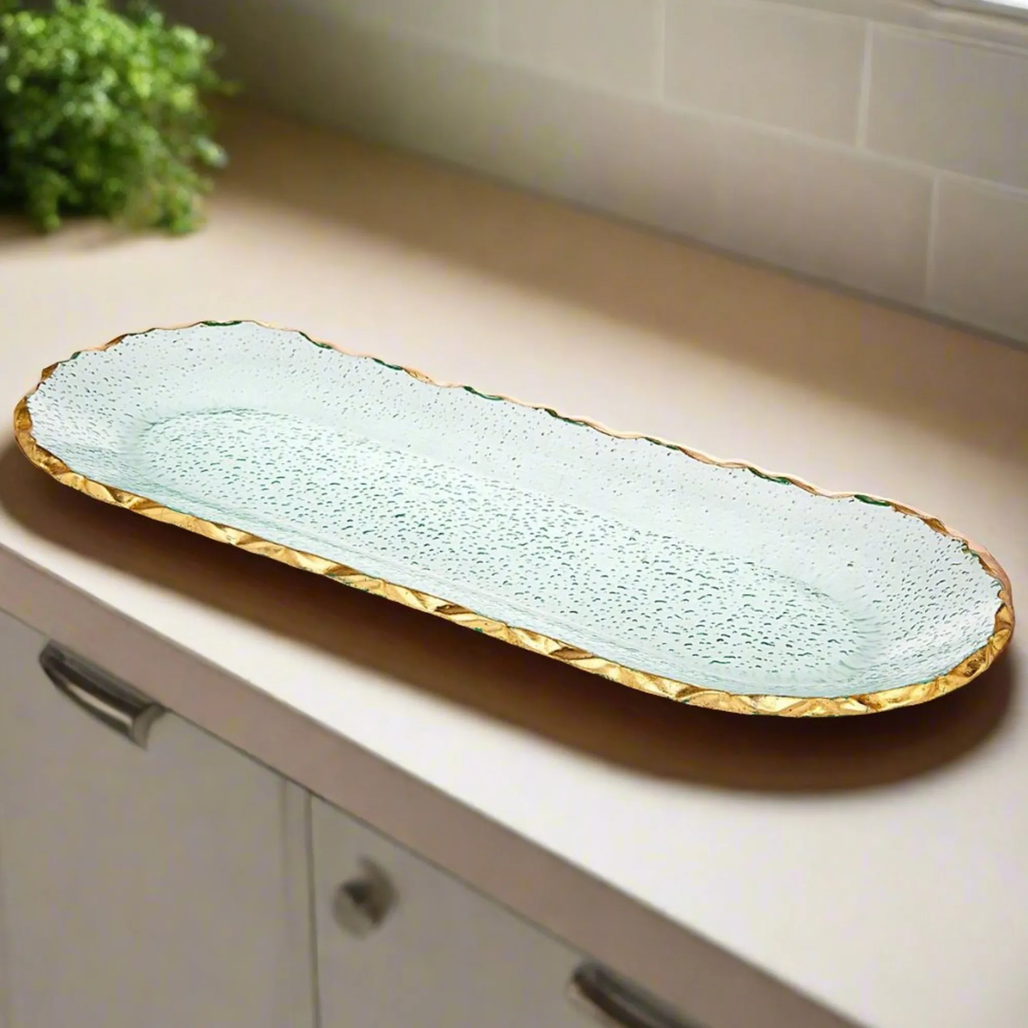 Best Godinger Harper Gold Edge Long Oval Serving Platter