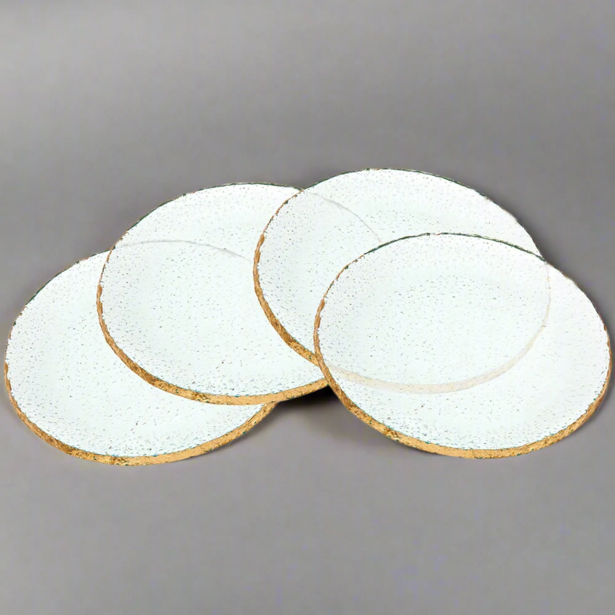 New Godinger Harper Gold Edge Round Dessert Plates, Set of 4