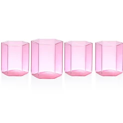 Sale Godinger Helix Pink Double Old Fashion Glass, Set of 4