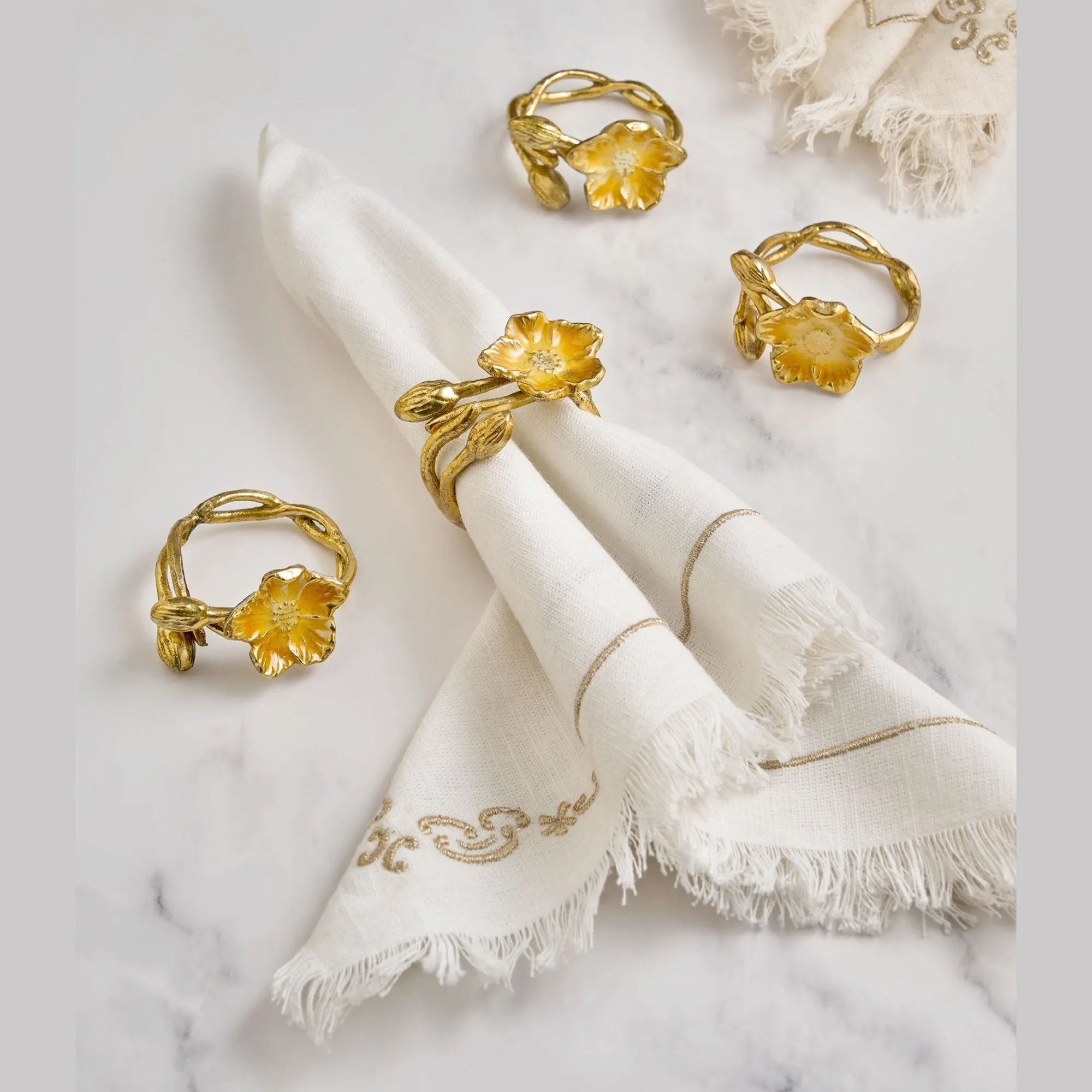 Godinger Hellebore Napkin Ring Set