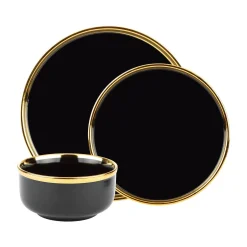 Outlet Godinger Hillcrest 12 Piece Gold Rim Dinnerware Set, Service For 4