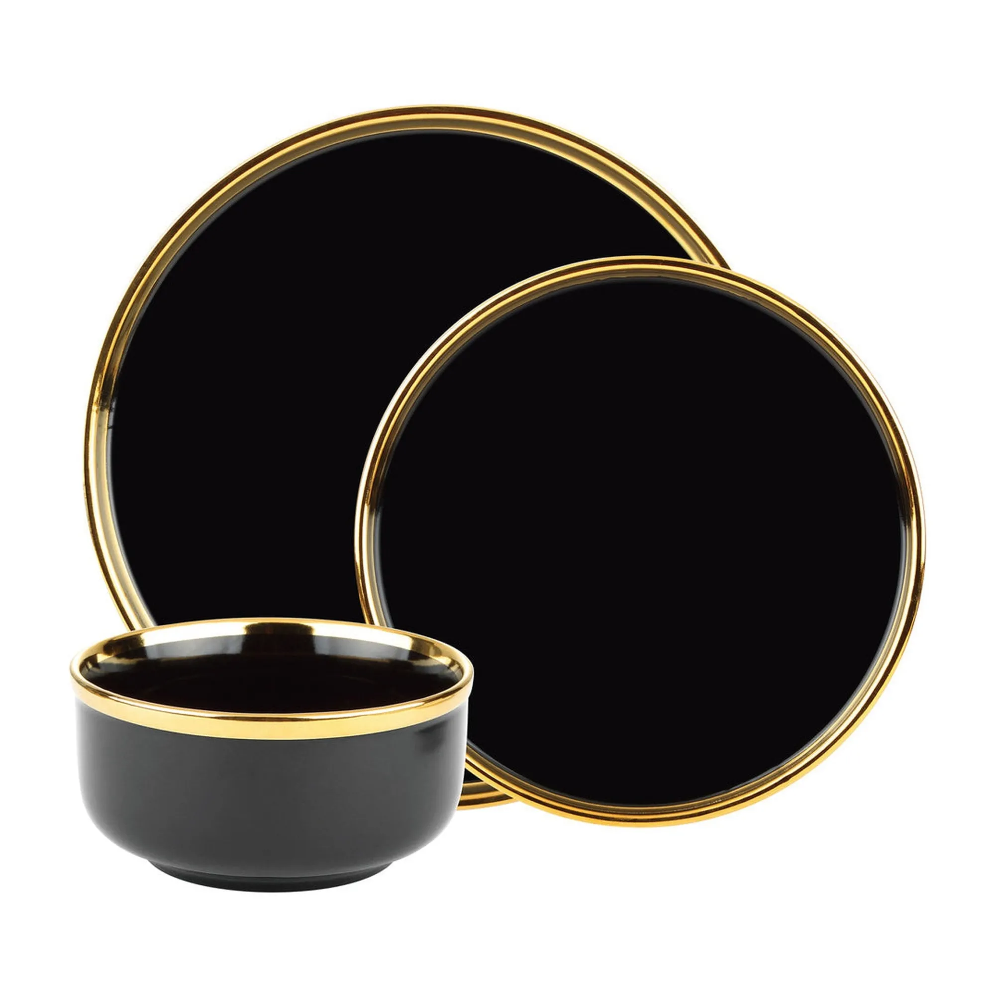 Outlet Godinger Hillcrest 12 Piece Gold Rim Dinnerware Set, Service For 4