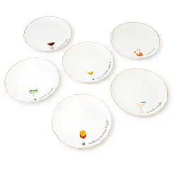 Sale Godinger Holiday Cheers Gold Rim Appetizer Plate, Set of 6