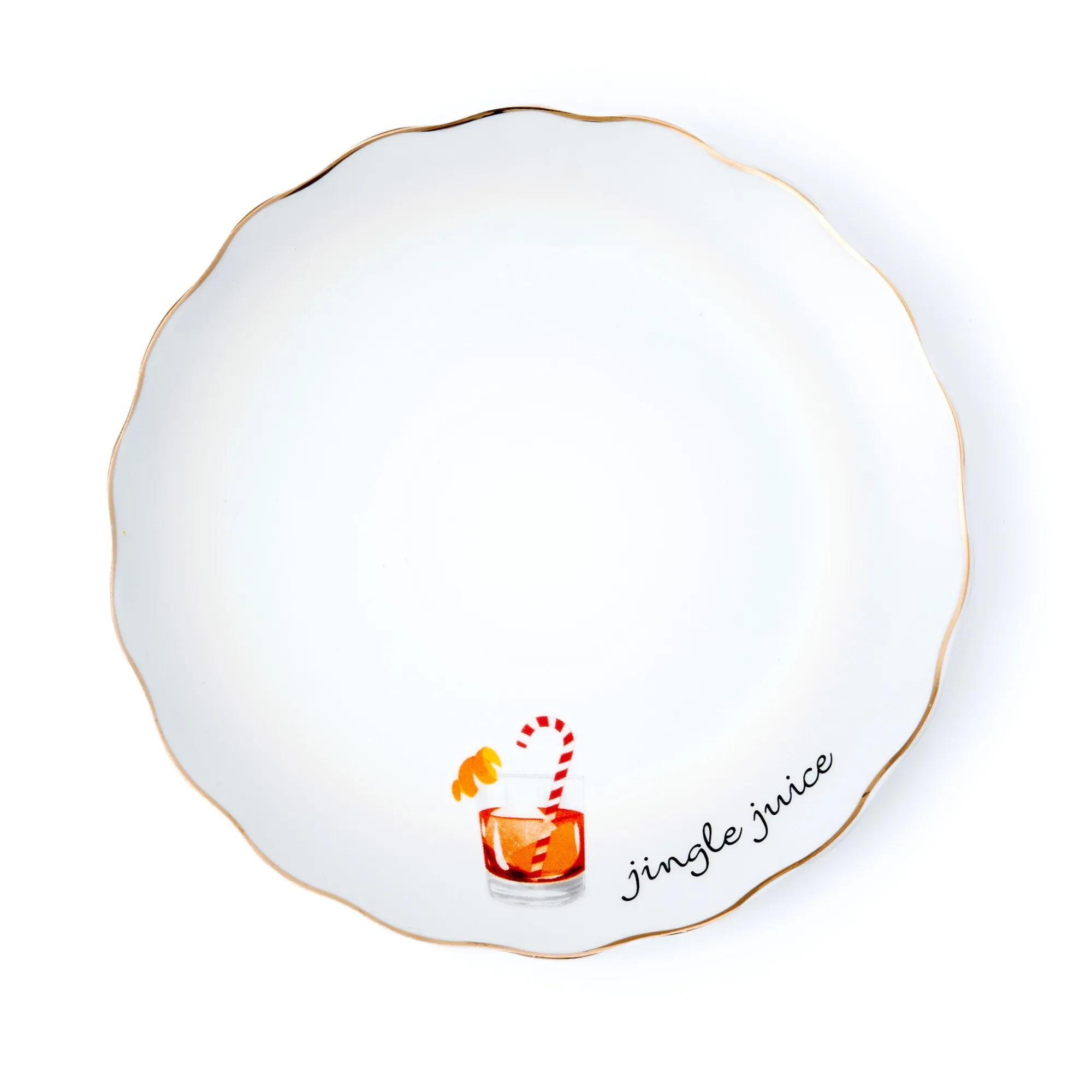 Sale Godinger Holiday Cheers Gold Rim Appetizer Plate, Set of 6