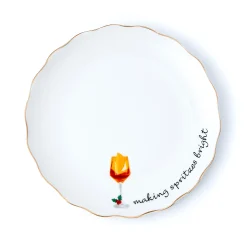 Sale Godinger Holiday Cheers Gold Rim Appetizer Plate, Set of 6