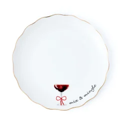 Sale Godinger Holiday Cheers Gold Rim Appetizer Plate, Set of 6