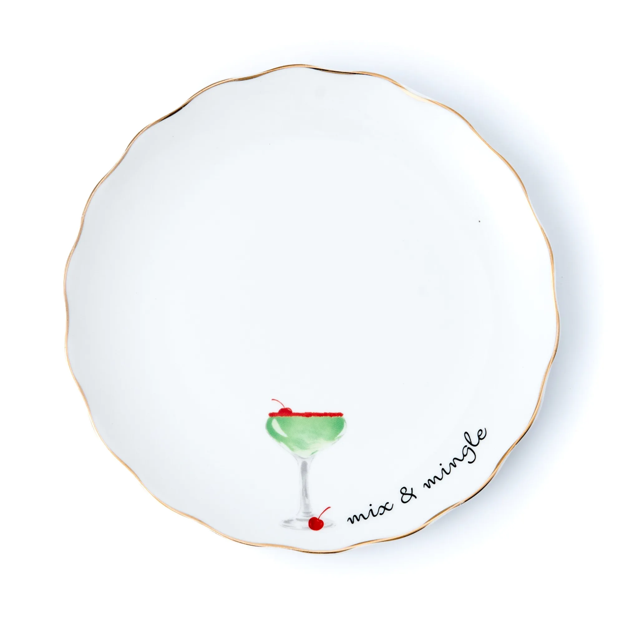 Sale Godinger Holiday Cheers Gold Rim Appetizer Plate, Set of 6